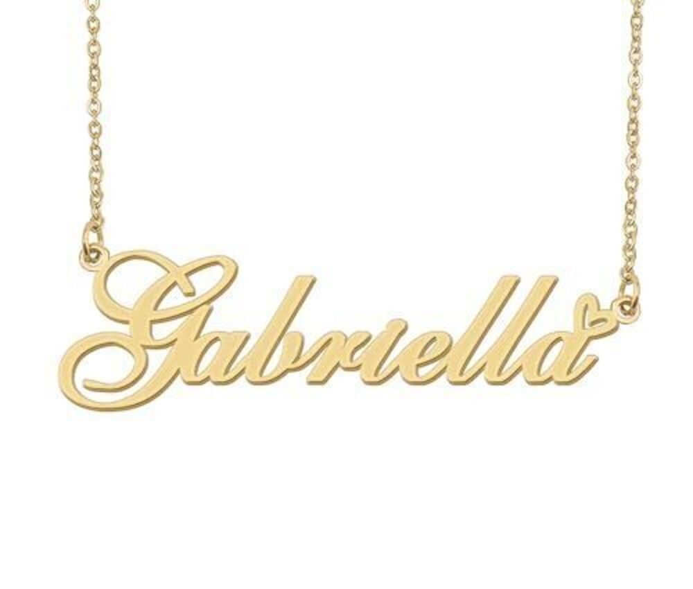 5295 Gabriella Name Necklace Heart Charm Pendant 18k Gold Plated Stainless